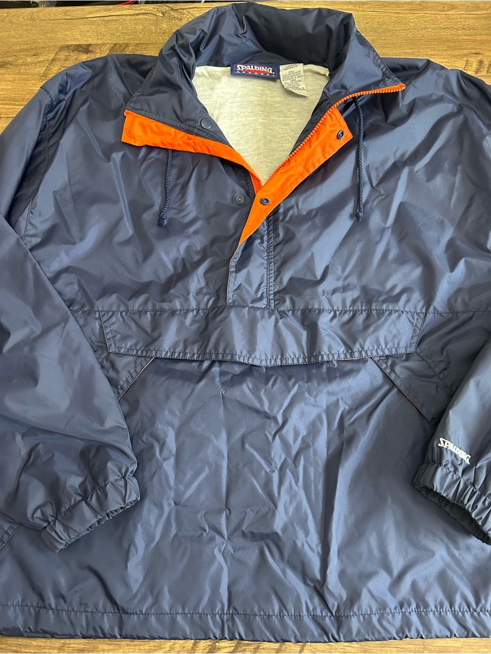 Vintage 90s Spalding Windbreaker Anorak Jacket Blue Orange Large